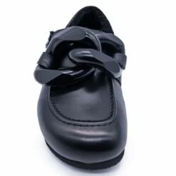 JW Anderson Chain Loafer Shearling Mules In Black - Kids' Luxury Footwear