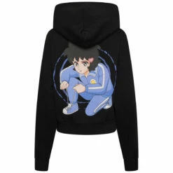 JW Anderson Run Hany Cropped Printed Hoodie - Black | Women's Designer Hoodies