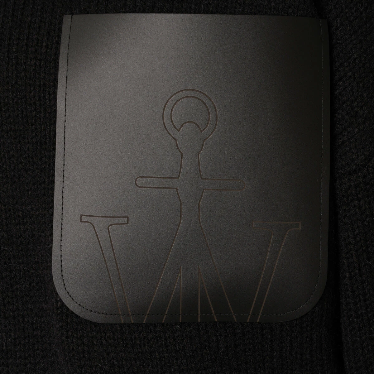 JW Anderson Black Leather Patch Pocket Jumper | Women's Designer Cardigan 2 JW Anderson Black Leather Patch Pocket Jumper | Women's Designer Cardigan - Image 2