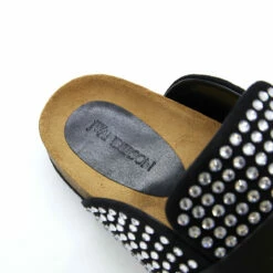 JW Anderson Black Suede And Crystal Loafer Mules for Kids -Hervia Shop hervia.com jw anderson suede and crystal loafer mules 16813822085