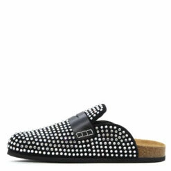 JW Anderson Black Suede And Crystal Loafer Mules for Kids