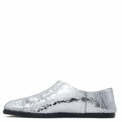 Maison Margiela Cracked Leather Moccasin Shoe In Silver - Men's Designer Loafers