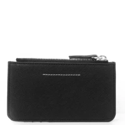 MM6 Maison Margiela Reverse Logo Cardholder Wallet in Black - Men's Slim Minimalist Wallet