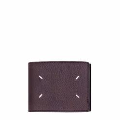 Maison Margiela Fold-Over Grain Leather Wallet in Brown | Designer Mens Wallet