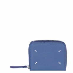 Maison Margiela Kids Grain Leather Zipped Wallet In Denim - Stylish & Durable