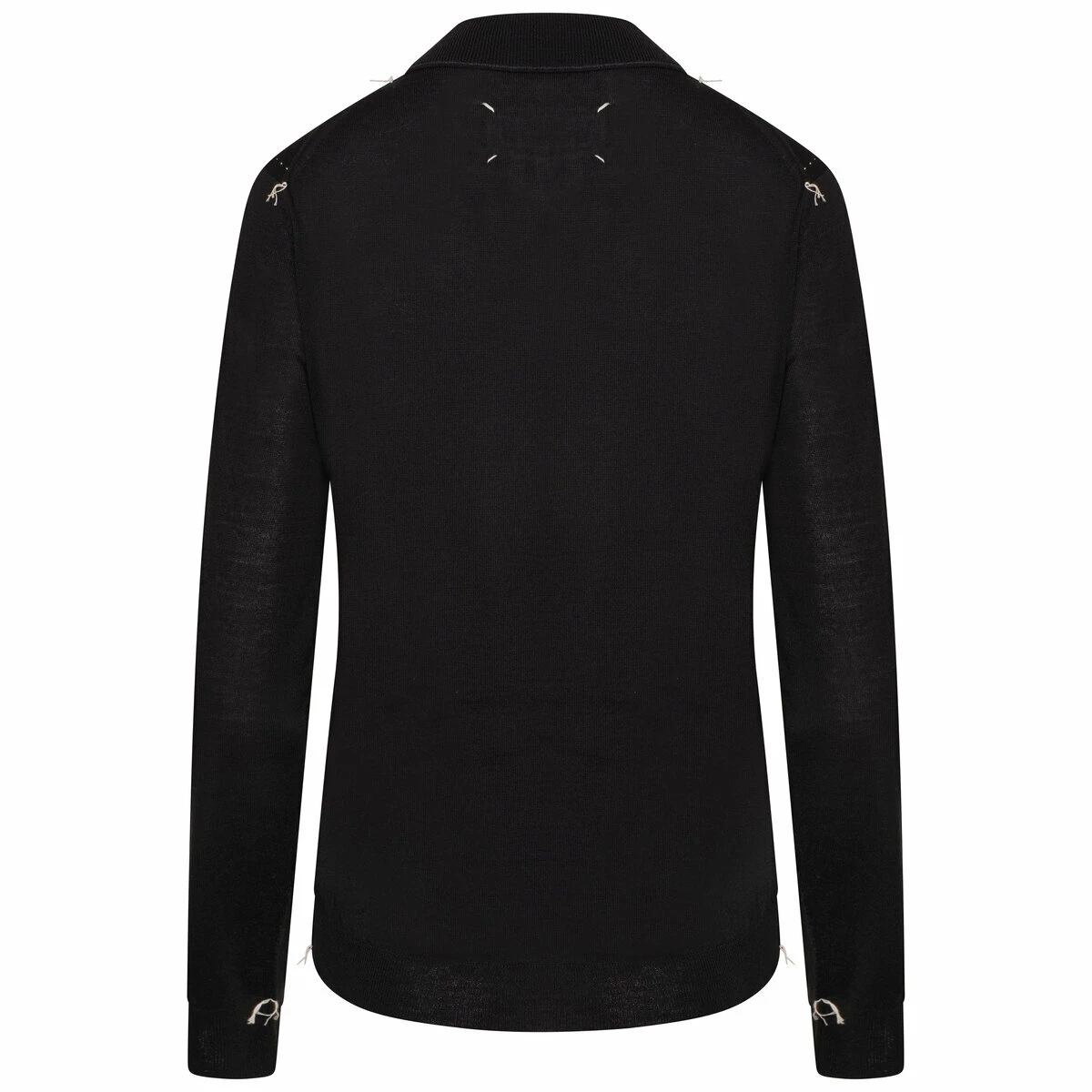 Maison Margiela Black Wool Funnel Neck Pullover - Women's Designer Knitwear 1 Maison Margiela Black Wool Funnel Neck Pullover - Women's Designer Knitwear