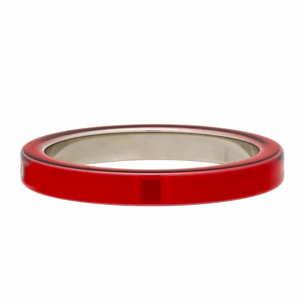 MM6 Maison Margiela Red Logo Polished Ring In Red for Kids 1 MM6 Maison Margiela Red Logo Polished Ring In Red for Kids