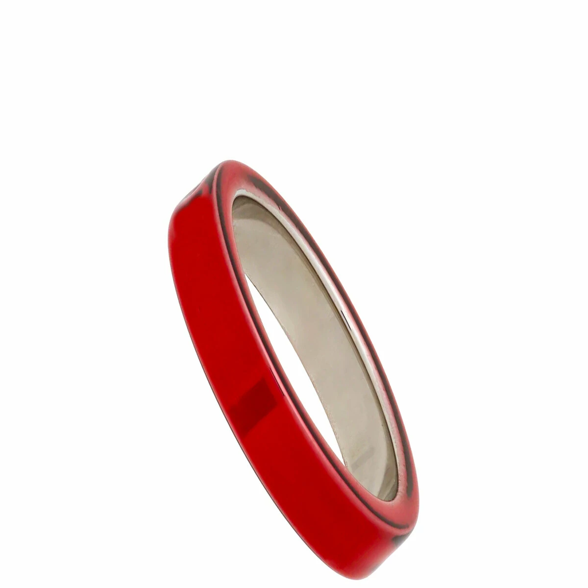 MM6 Maison Margiela Red Logo Polished Ring In Red for Kids 2 MM6 Maison Margiela Red Logo Polished Ring In Red for Kids - Image 2