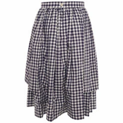 Comme Des Garçons Girl Navy Gingham Check-Pattern Skirt | Women's Designer Skirts