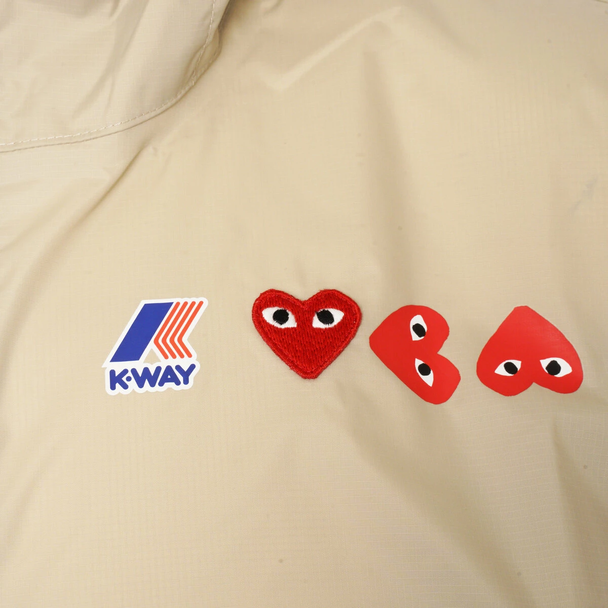 Comme Des Garçons PLAY P1J506 Half Zip Jacket In Beige | Women's Designer Jacket 2 Comme Des Garçons PLAY P1J506 Half Zip Jacket In Beige | Women's Designer Jacket - Image 2