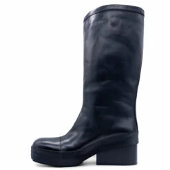 Raf Simons Black Block Heel Designer Boots for Men