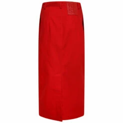 Raf Simons Red Buttoned Denim Skirt - Women's Designer Skirt