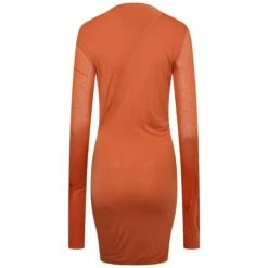 Rick Owens Lilies Long Sleeved Twist-Detail Jade Dress in Tangerine | Women's Fashion Dresses