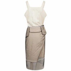 Maison Margiela Asymmetric Tulle Dress In Ecru | Women's Designer Dress