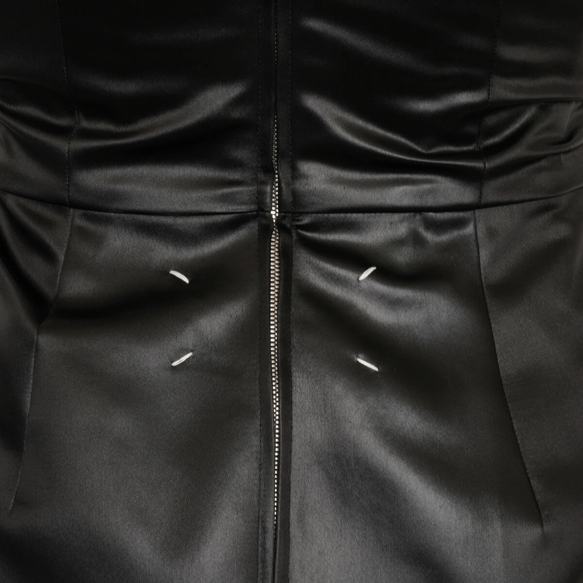 Maison Margiela Corset Satin Midi Dress In Black - Designer Women's Dress 2 Maison Margiela Corset Satin Midi Dress In Black - Designer Women's Dress - Image 2