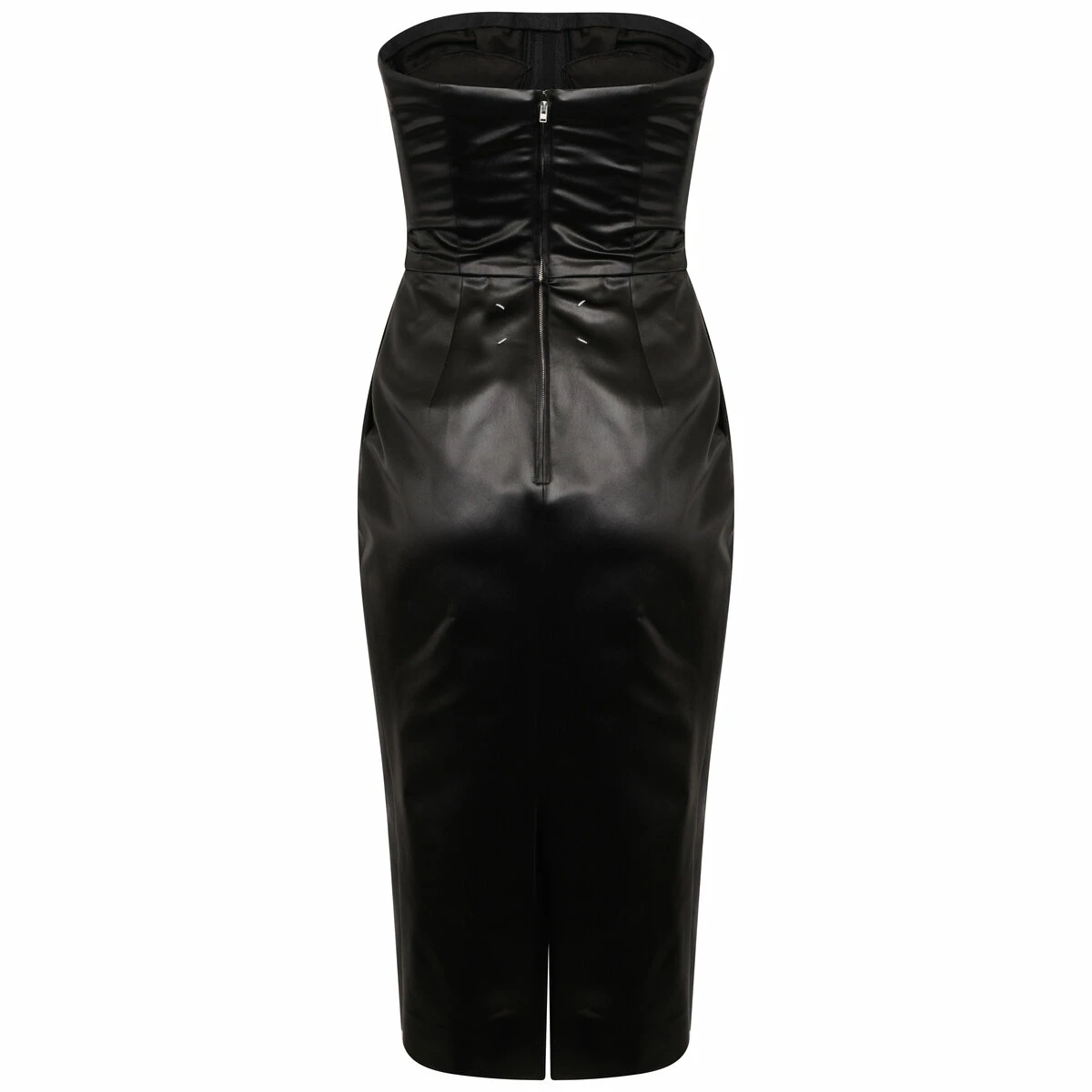 Maison Margiela Corset Satin Midi Dress In Black - Designer Women's Dress 1 Maison Margiela Corset Satin Midi Dress In Black - Designer Women's Dress
