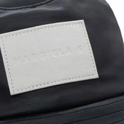 MM6 Maison Margiela Faux Leather Bucket Hat In Black - Designer Men's Hat