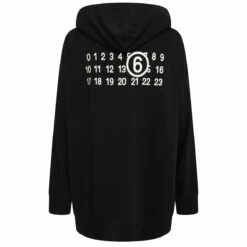 MM6 Maison Margiela Oversized 6 Logo Hoodie - Black | Women's Designer Hoodies