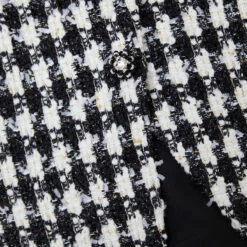 SELF PORTRAIT Boucle Checked Mini Skirt in Black | Women's Designer Skirts