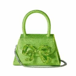 SELF PORTRAIT Diamanté Bow Micro Bag In Green - Stylish Kids Accessory