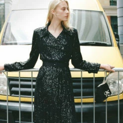 SELF PORTRAIT Black Sequin Trench Coat - Designer Women's Jacket & Coat -Hervia Shop hervia.com self portrait sequin trench coat 1696850593cay4