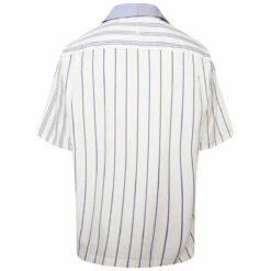 JW Anderson Men's Relaxed Fit Short Sleeve Striped Shirt in Blue/White | Designer Casual Wear