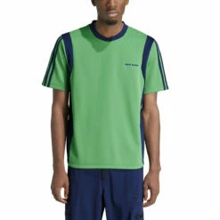 Adidas X Wales Bonner Green Football T-Shirt | Men's Designer Tee -Hervia Shop hervia.com wb ftbl shirt col. vivgrn 1699285970IT9782 5 APPAREL On Model Front View white