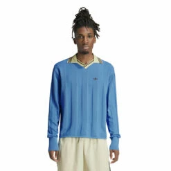 Adidas X Wales Bonner Knit Long-Sleeve Football Top in Blue | Designer Women's Jackets & Coats
