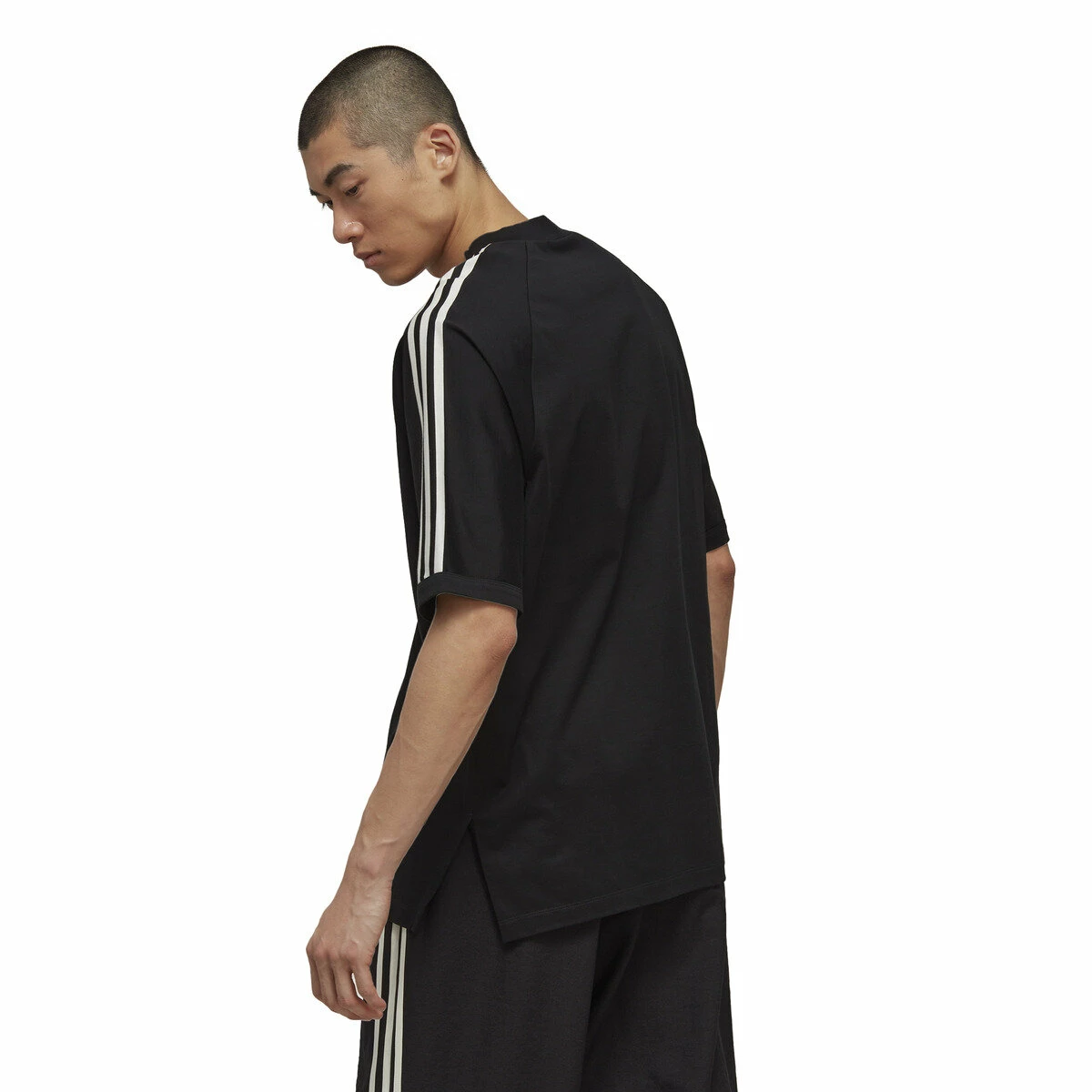 Y-3 3-Stripes Short Sleeved T-Shirt In Black | Men's Designer T-Shirts 2 Y-3 3-Stripes Short Sleeved T-Shirt In Black | Men's Designer T-Shirts - Image 2