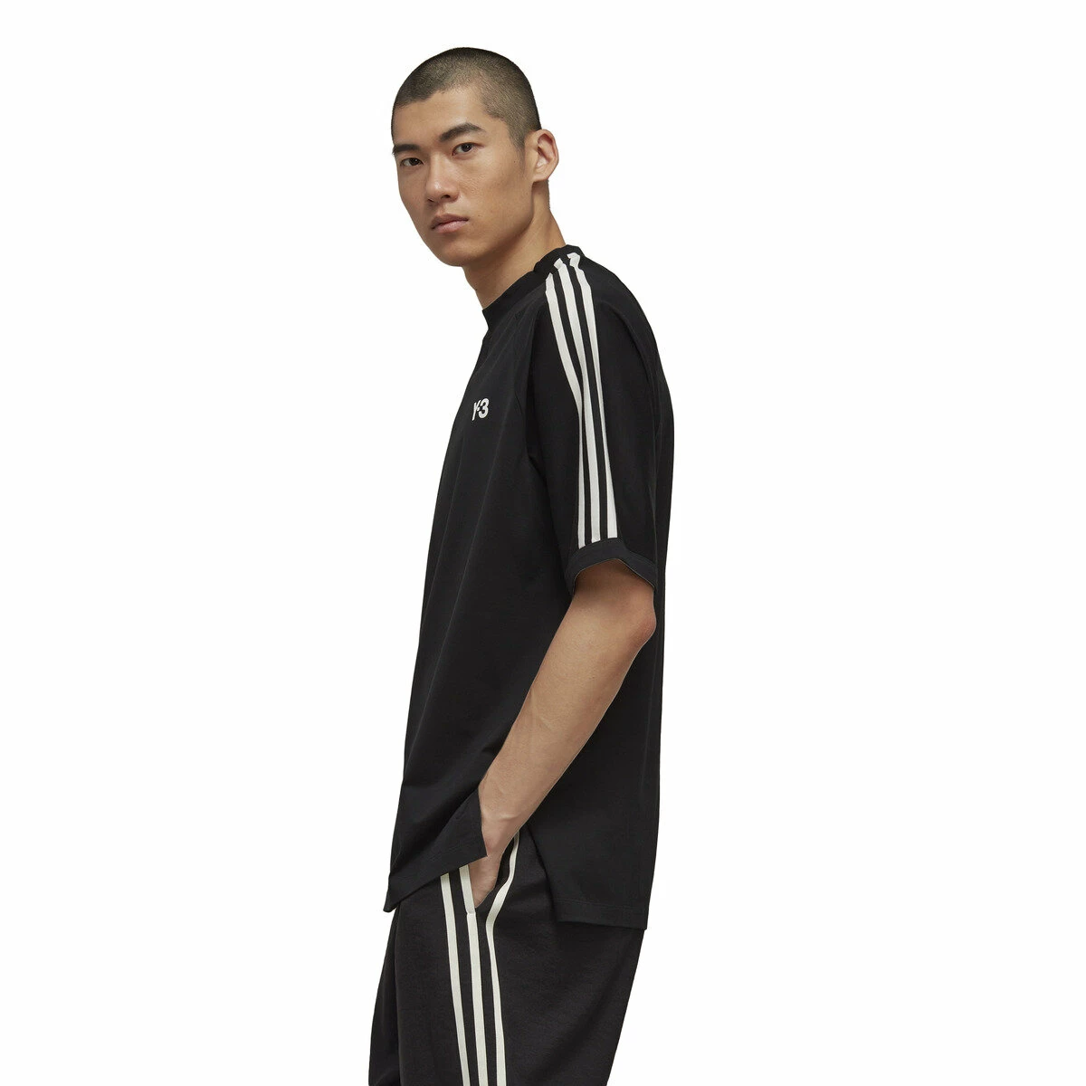 Y-3 3-Stripes Short Sleeved T-Shirt In Black | Men's Designer T-Shirts 3 Y-3 3-Stripes Short Sleeved T-Shirt In Black | Men's Designer T-Shirts - Image 3