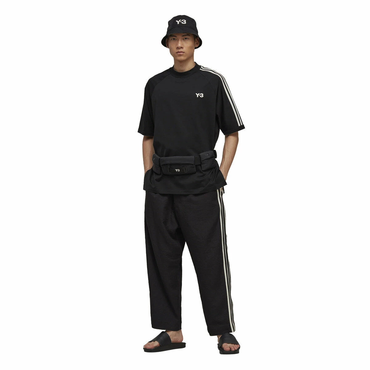 Y-3 3-Stripes Short Sleeved T-Shirt In Black | Men's Designer T-Shirts 4 Y-3 3-Stripes Short Sleeved T-Shirt In Black | Men's Designer T-Shirts - Image 4