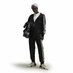 Y-3 Tech Silk Hooded Jacket In Black | Designer Women's Jackets & Coats -Hervia Shop hervia.com y 3 iq1798 3s tch slk hood col. black tech silk hooded jacket 1690554481IQ1798 7 APPAREL On Model Walking View white