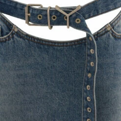 Y/Project Belt Arc Denim Mini Skirt - Women's Designer Denim Skirt