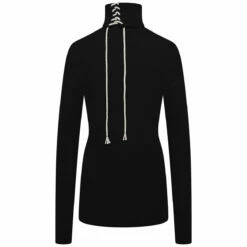 Ys By Yohji Yamamoto Black Rib Knit Turtleneck - Women's Designer Knitwear