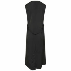 Ys By Yohji Yamamoto Black Long Sleeveless Gabardine Dress - Designer Womenswear