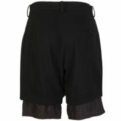 Yohji Yamamoto Ys Layered Pleated Wool Shorts for Kids - Black