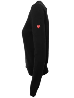 Comme Des Garçons PLAY N041 Red Heart Cardigan Black In 1 - Women's Knitwear